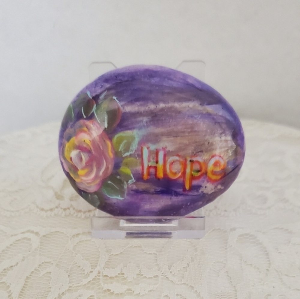 Handmade Colorful Inspirational Word Rock, Hope Word Rock